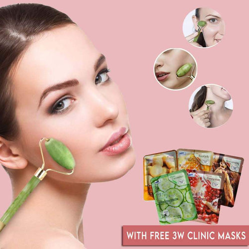 100% Natural Facial Jade Stone Roller with Free (3) Facial Mask